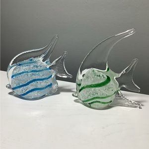 2 Hand Blown Art Glass Fish